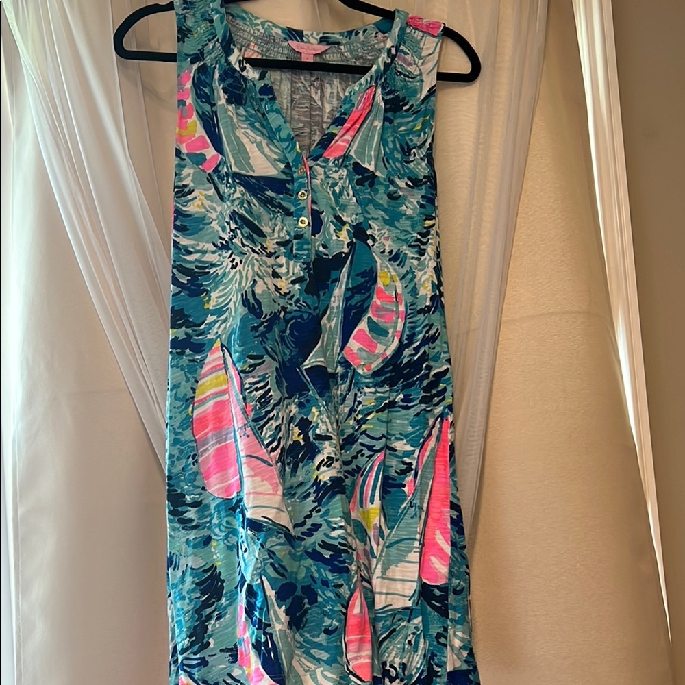 Lilly Pulitzer Blue and Pink Sailboat Print Dress